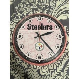 RARE WinCraft by Fanatics Pittsburgh Steelers Pink Floral Wall Clock